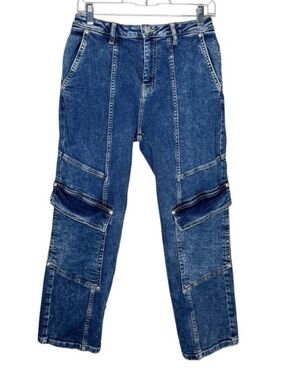 Avec Les Files medium wash straight leg cargo jeans women's size 28